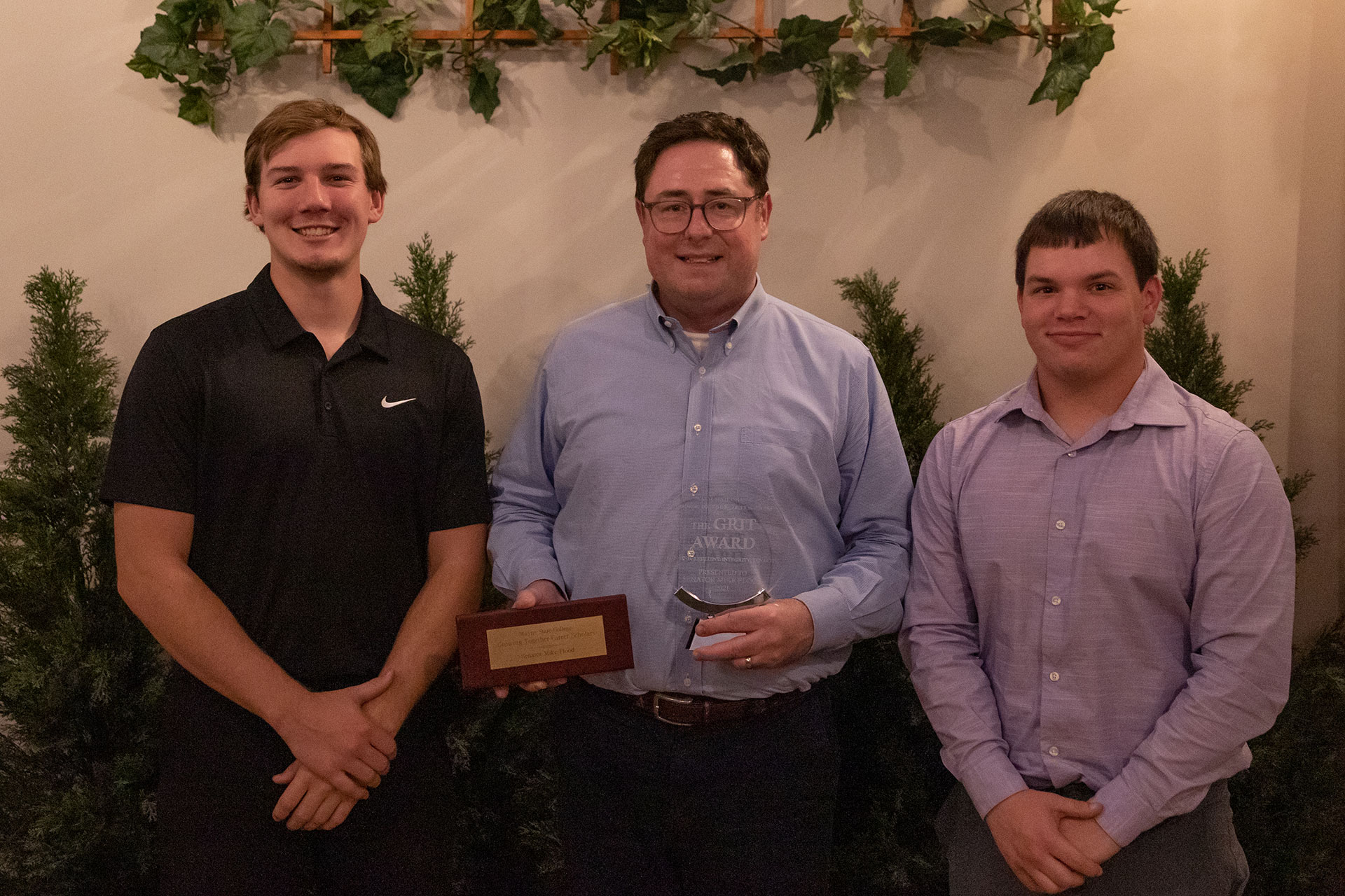 Brogan Jones, Sen. Mike Flood, and Austin Pierce