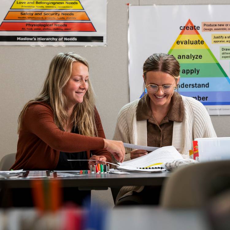 Students work in an education lab