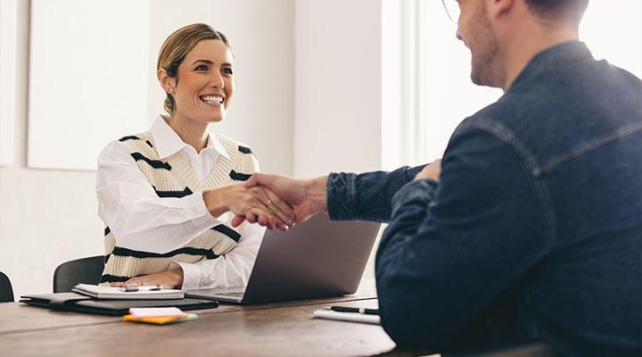 A human resources director conducts an interview