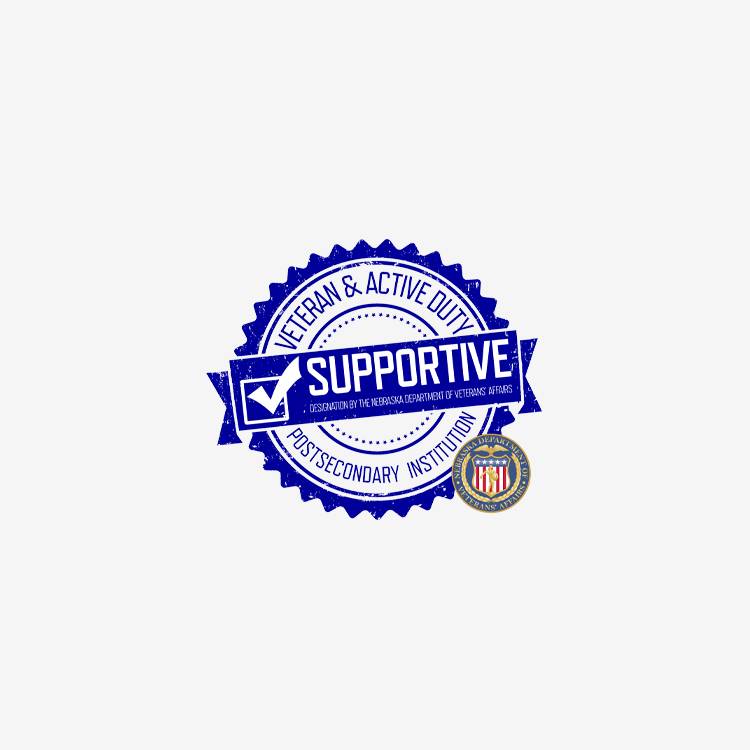 Nebraska Dept. of Veteran's Affairs Veteran & Active Duty Supportive Award designation badge