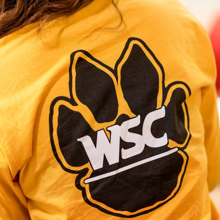 Wildcat athletics paw logo on a student's shirt