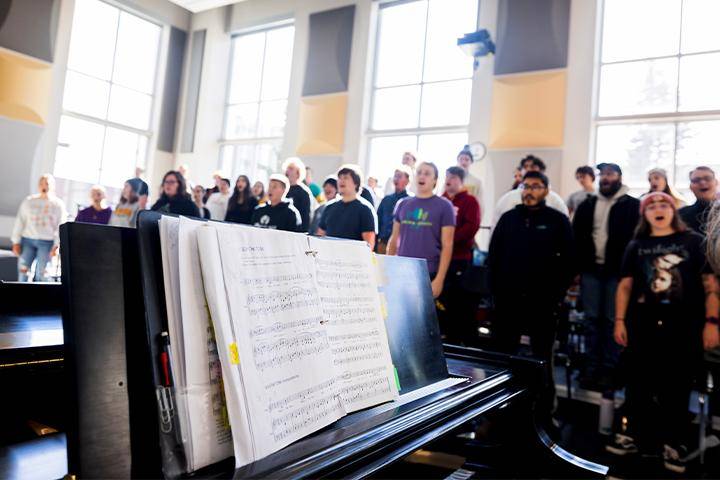 Student practice for an upcoming music concert