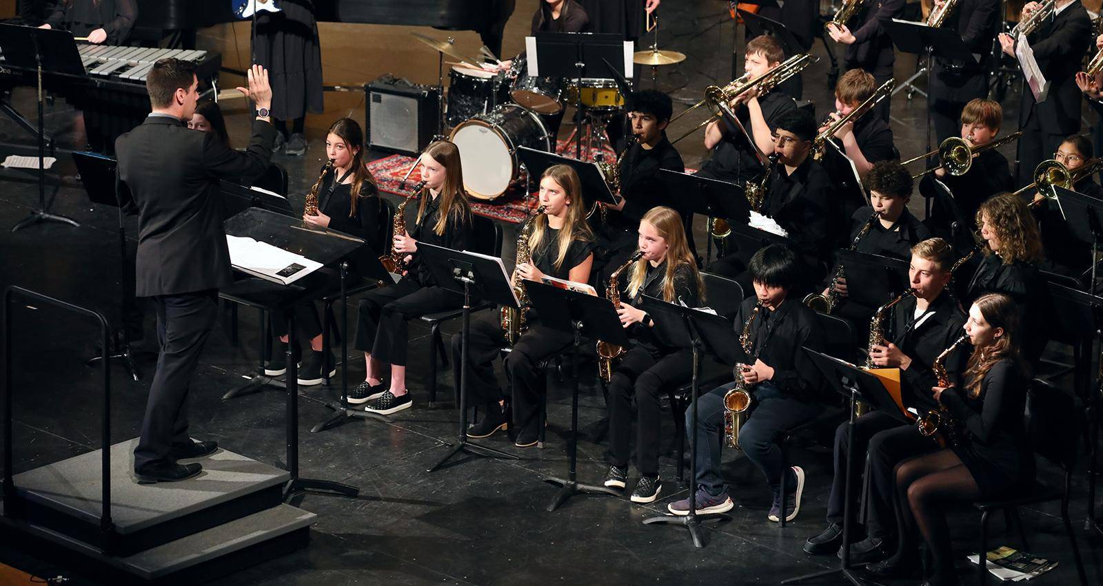 A middle school band performs at WSC