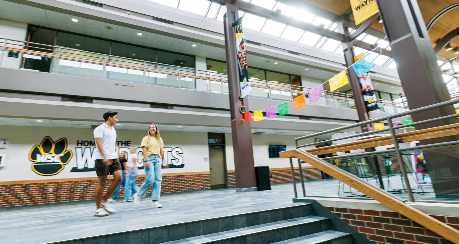 Students walk through the WSC Kanter Student Center