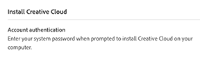 Adobe creative cloud install authentication warning