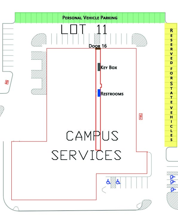 Campus Services Building and parking lot 11 map