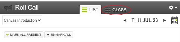 Canvas attendance class view
