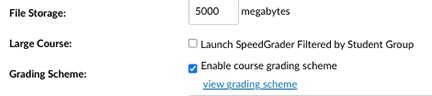 Canvas grading scheme check box