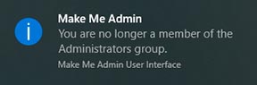 Make me admin windows 10 no longer member pop up