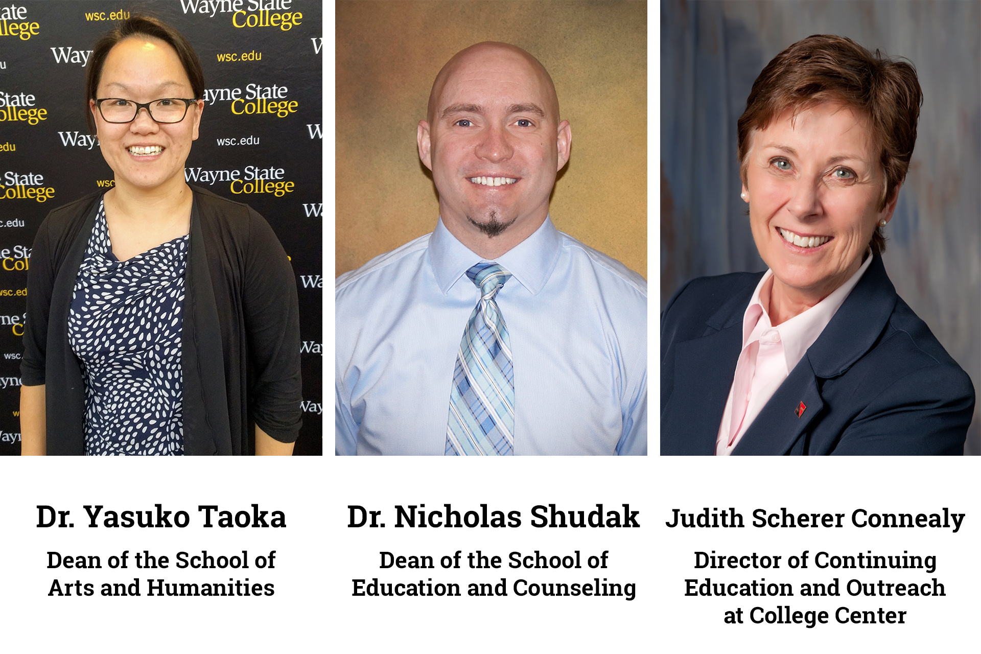 Dr. Yasuko Taoka, Dr. Nicholas Shudak, and Judith Scherer Connealy