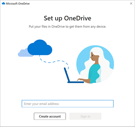 Onedrive windows 10 set up window