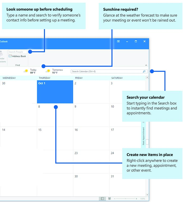 Outlook 2016 windows quick start guide calendar 2