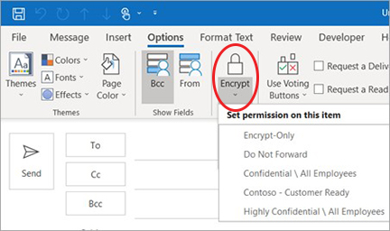 Outlook encrypt permissions