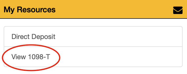 showing the location of the button to view 1098-T form on WildcatsOnline