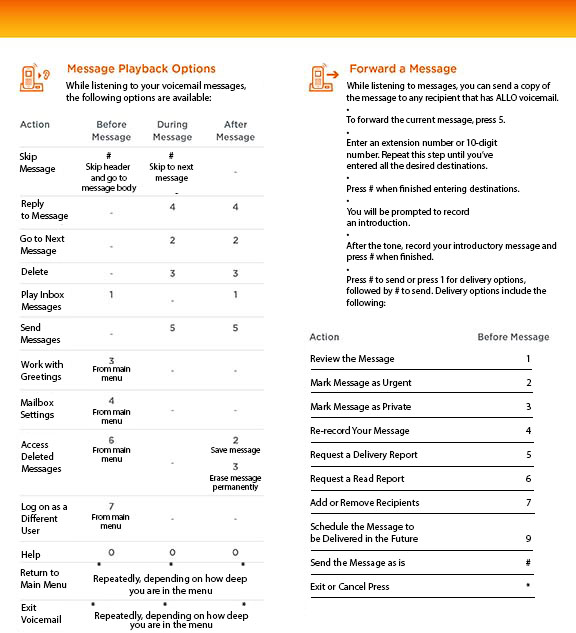 Voicemail configuration options