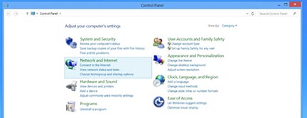 Windows8 network and internet