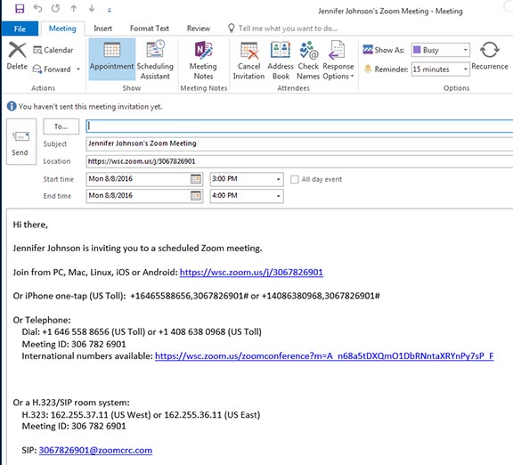 Zoom schedule outlook meeting