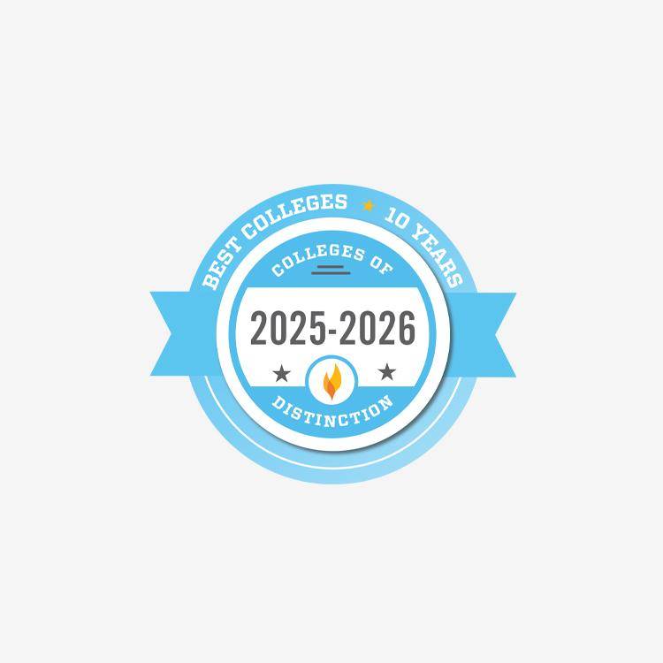 Best Colleges of Distinction 2025-26 award badge