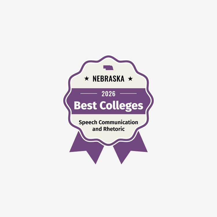 Best College for Speech Communication and Rhetoric award badge