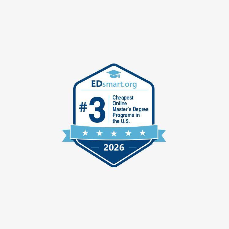 Cheapest online master's degree award badge