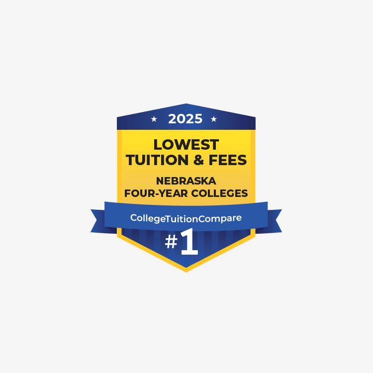 Cheapest college in Nebraska award badge