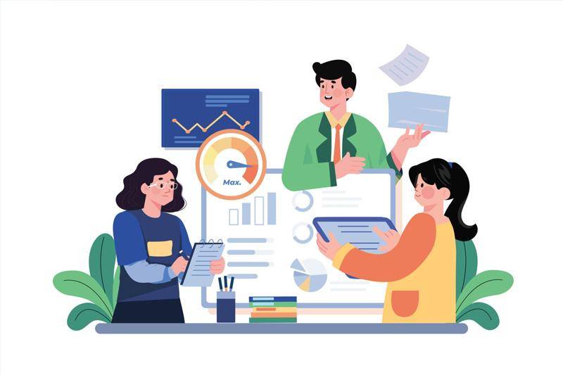 Employee Performance Illustration concept on white background