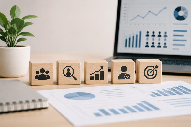 Conceptual image representing HR analytics through workforce, recruiting, and business performance metrics.