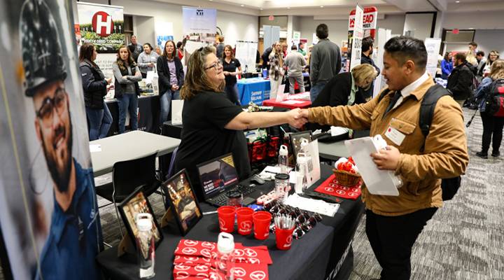 Students network with employers at the WSC Career Fair