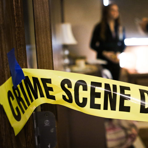 Simulated crime scene from the Criminal Justice CSI Facility at Wayne State College