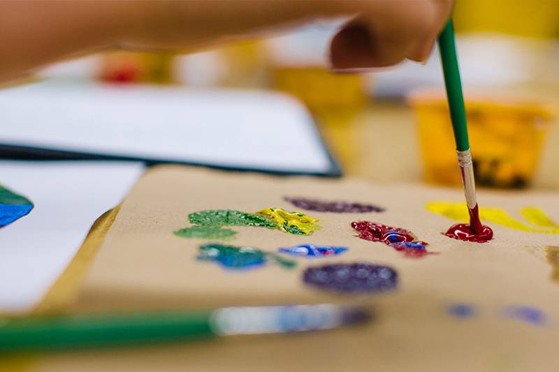 Close-up of mixing paint