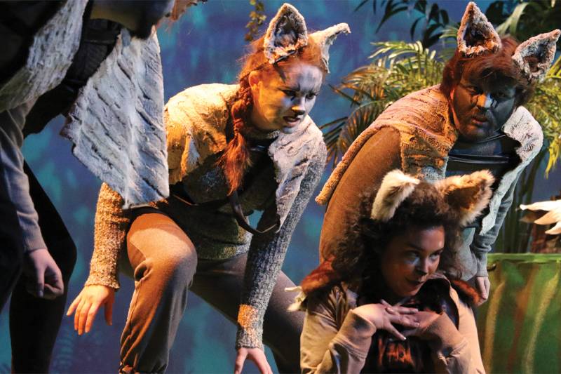 Students in drama perform on stage at WSC
