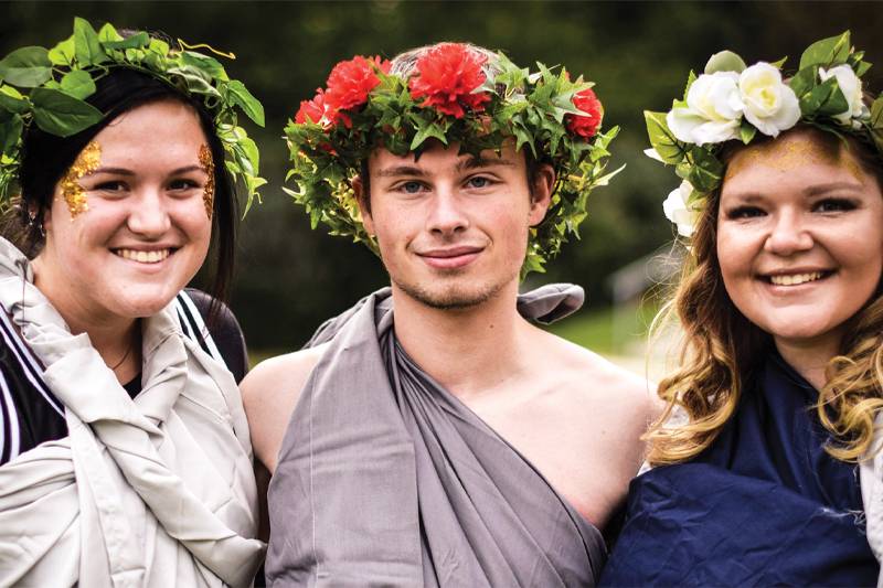 Students pose during Greek Olympics at WSC