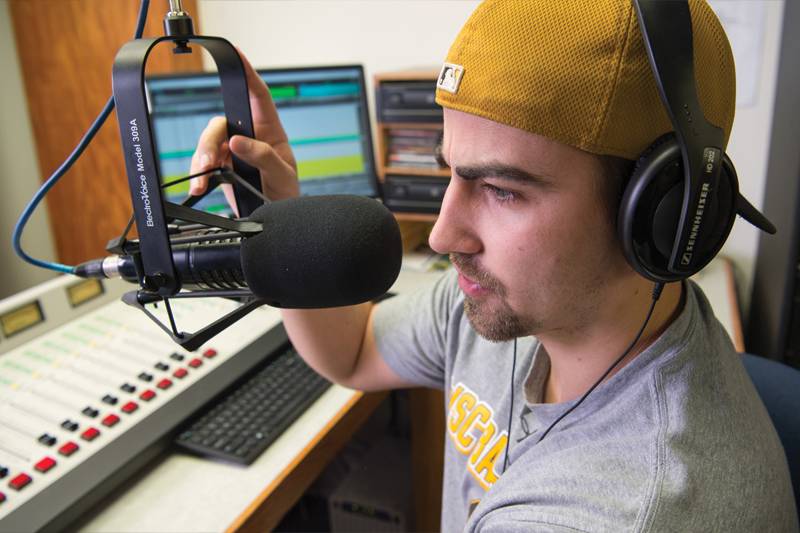 A student on-air at the WSC radio station