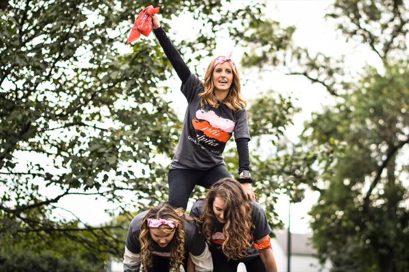 Members of Theta Phi Alpha participate in Greek Olympics