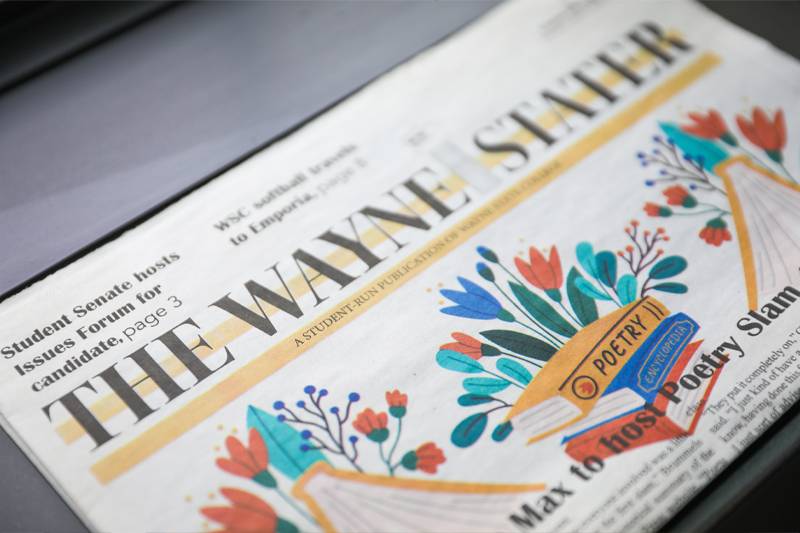 A close-up of the Wayne Stater newspaper