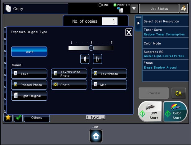 Copying exposure menu