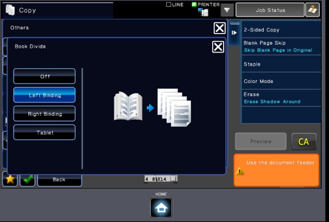 Copying other menu book divide