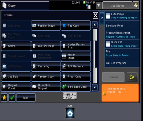 Copying other menu slow scan mode