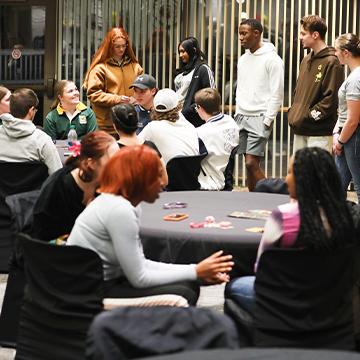 Students gather for a cultural event