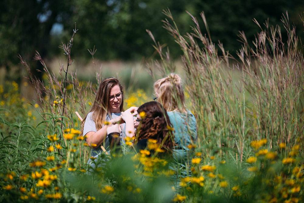 Students work in the Ecology Study Area