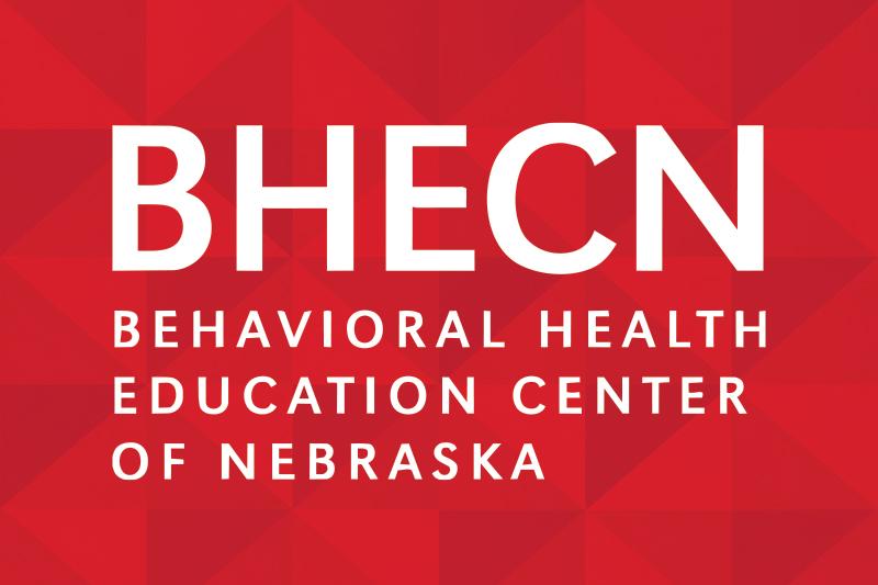 BHECN logo on a red, faceted background