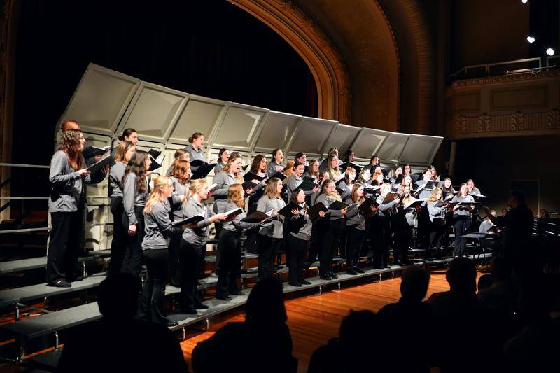 The WSC Concert Choir performing in Ley Theatre