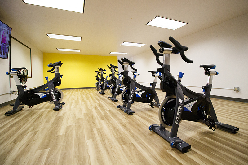 Spin bikes at Wayne State College 