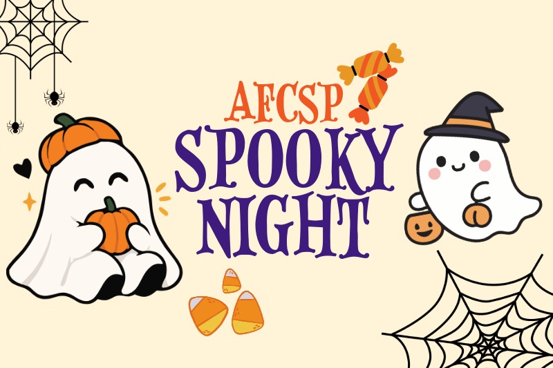 Image with cartoon ghosts and pieces of candy