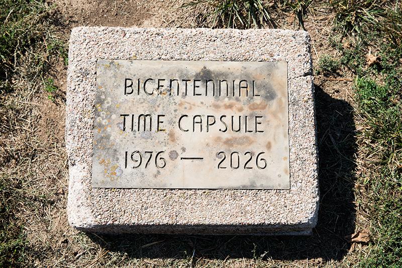 Photo of bicentennial time capsule marker
