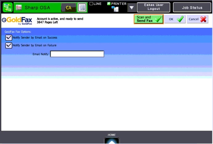 Fax faxing options options