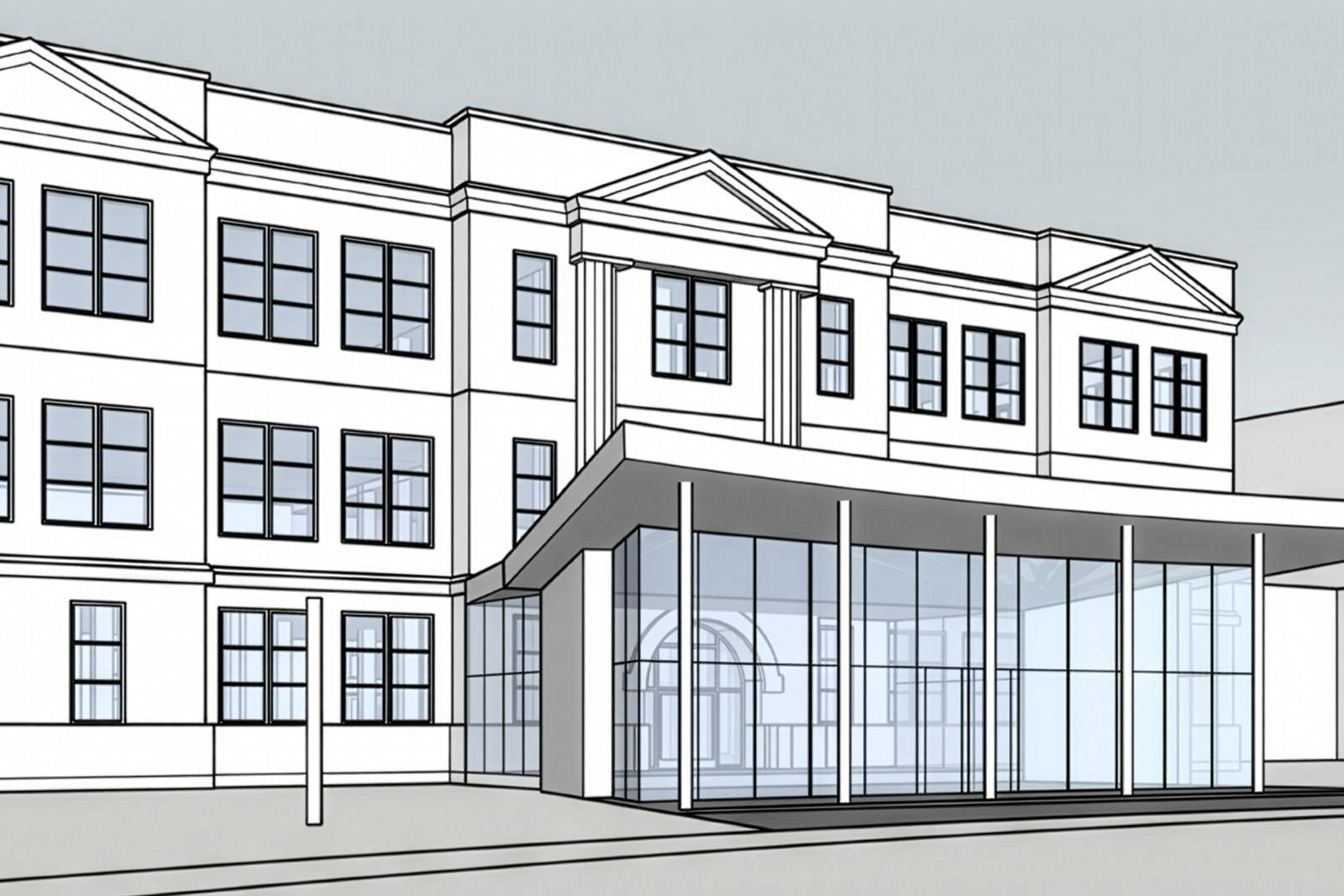 Line art drawing concept the future Brandenburg Student Success Center