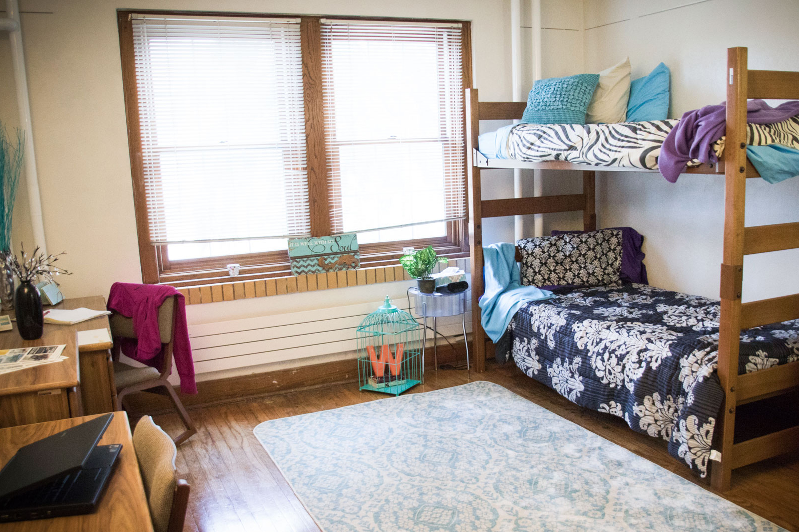 A glimpse of a dorm room inside Terrace Hall
