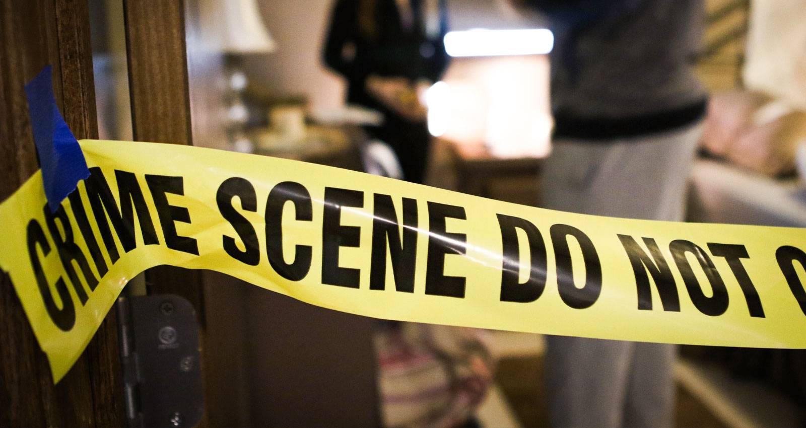 A crime scene staged at Wayne State's CSI lab