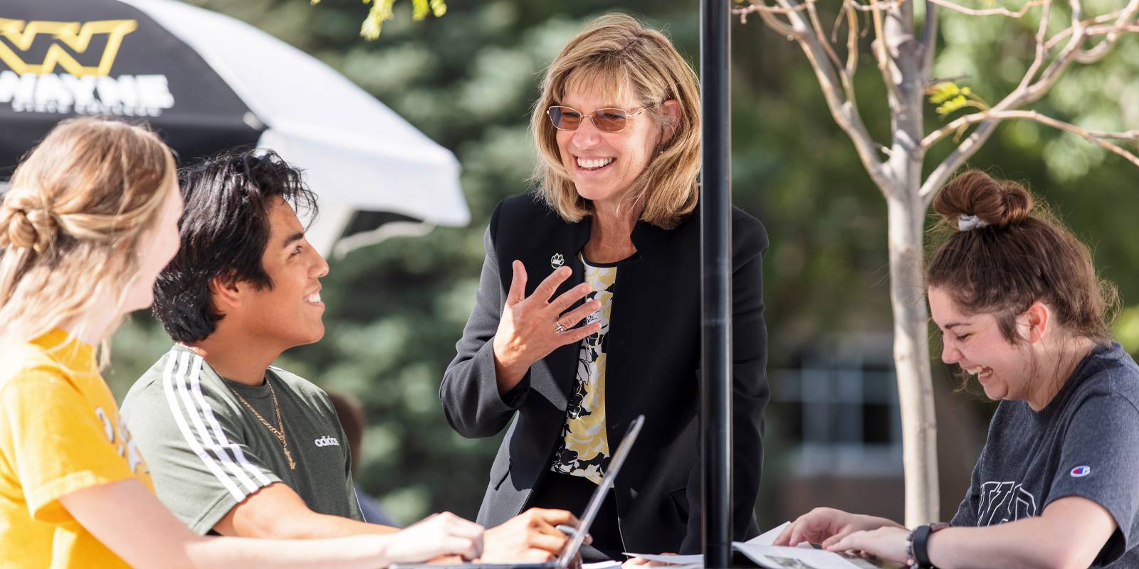 President Rames meets with students on campus
